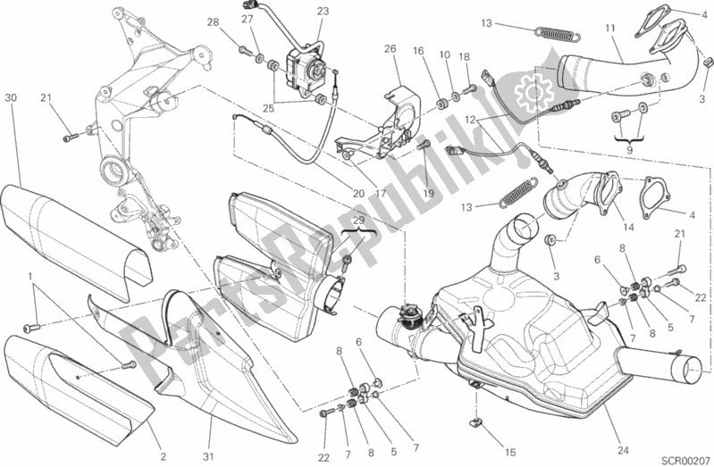 Alle onderdelen voor de Uitlaatsysteem van de Ducati Multistrada 1200 S Touring Brasil 2015